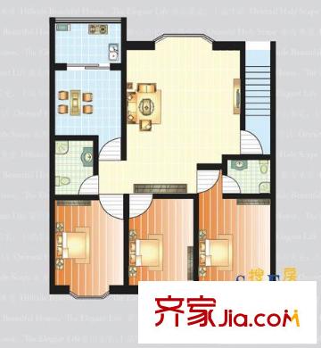 東方圣景戶型圖戶型H 3室2廳2衛(wèi)