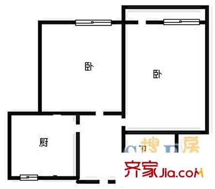 經(jīng)三緯七宿舍 2室 戶型圖