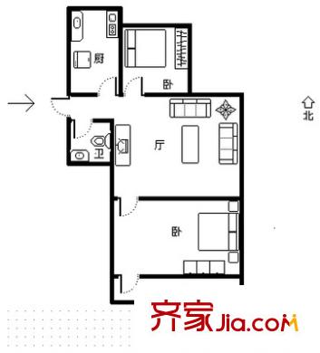 山大南路東段宿舍戶型圖山大南路東段單位宿舍 2室 戶型圖 2室2廳1衛(wèi)1廚