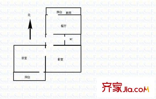 經(jīng)四緯八單位宿舍 2室 戶型圖