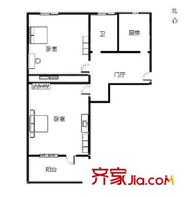 英雄山路公安廳宿舍 2室 戶型圖