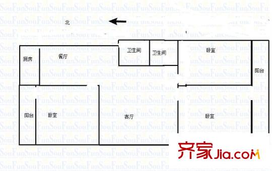 袁柳小區(qū) 3室 戶型圖