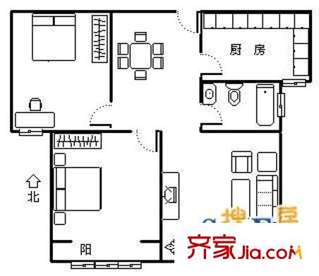 賢文花園 2室 戶型圖