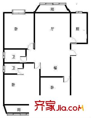 賢文花園 3居室 戶型圖