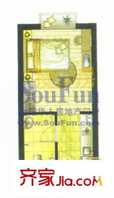 金三角戶型圖1室1廳1衛(wèi)