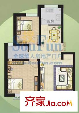 天成國際花園戶型圖G戶型 2室2廳1衛(wèi)