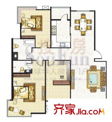 天成國際花園戶型圖D戶型 3室2廳2衛(wèi)