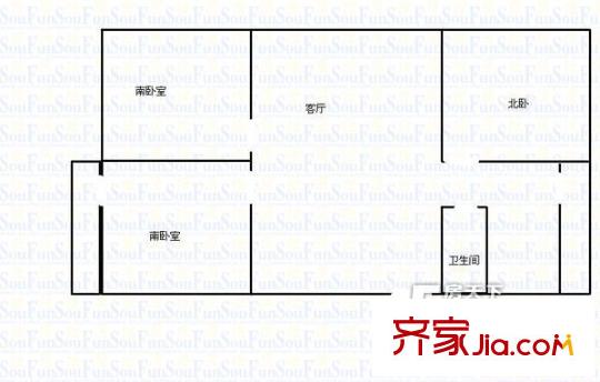 經(jīng)三緯九宿舍 3居室 戶型圖