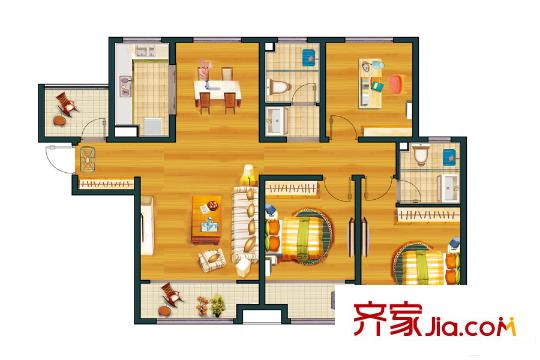 萬科?幸福里A9#樓X戶型 3室2廳2衛(wèi)1廚