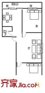 土屋路單位宿舍 2室 戶型圖