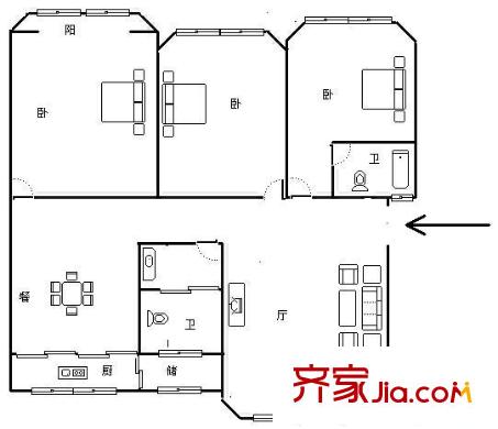 錦園小區(qū) 3室 戶型圖