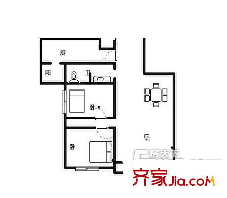 正華園小區(qū)戶型圖戶型圖 2室2廳1衛(wèi)1廚