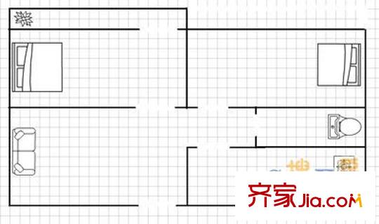 袁柳小區(qū) 2室 戶型圖