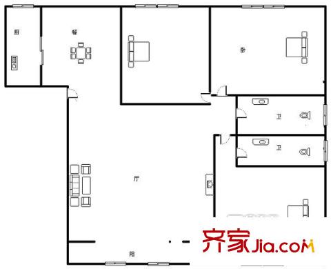 賢文花園 3居室 戶型圖