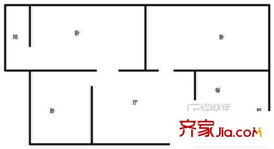 段店單位宿舍 3居室 戶型圖