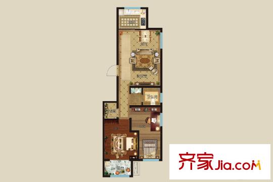 祥泰?和院5#樓O戶型 2室2廳1衛(wèi)1廚