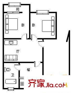 華信路單位宿舍  2居室 戶型圖