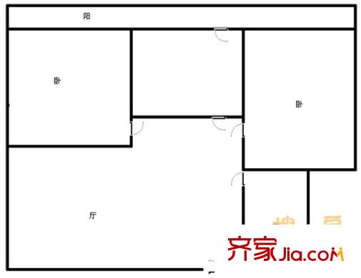 貢院墻根街宿舍 2室 戶型圖