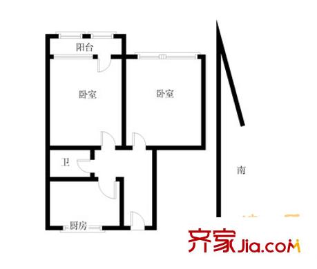 西市場(chǎng)宿舍 2室 戶型圖