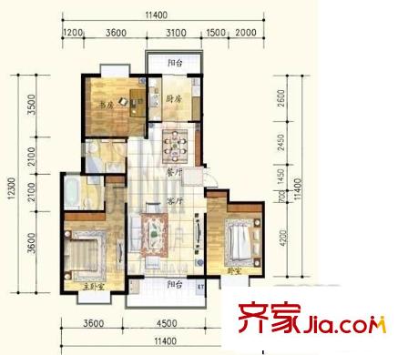 賢文花園 3居室 戶型圖
