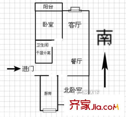 經(jīng)三緯九宿舍 2居室 戶型圖