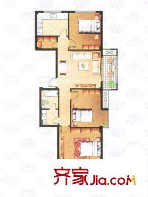 東方新天地花園戶型圖2號(hào)樓F戶型 3室2廳1衛(wèi)