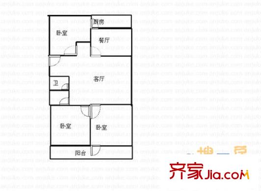 土屋路單位宿舍 3室 戶型圖