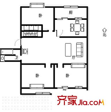 土屋路單位宿舍 3室 戶型圖