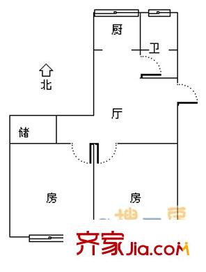 齊魯賓館單位宿舍 2室 戶型圖