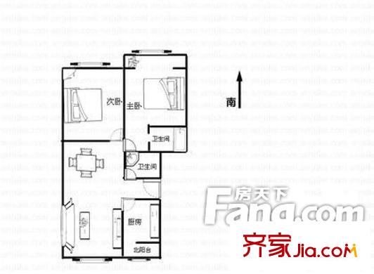 牛旺小區(qū)戶型圖222 2室2廳2衛(wèi)1廚