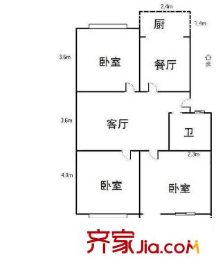 東航宿舍 3居室 戶型圖