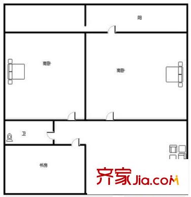 燕山立交橋東宿舍戶型圖燕山立交橋東單位宿舍 2室 戶型圖 2室1廳1衛(wèi)1廚