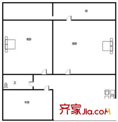 燕山立交橋東宿舍戶型圖燕山立交橋東單位宿舍 2室 戶型圖 2室1廳1衛(wèi)1廚