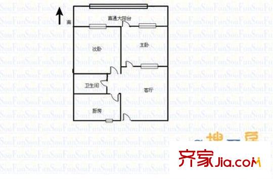 燕山立交橋東宿舍戶型圖燕山立交橋東單位宿舍 2室 戶型圖 2室1廳1衛(wèi)1廚