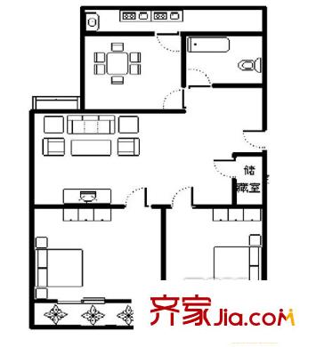 山大路公路局宿舍戶型圖公路局宿舍3 2室2廳1衛(wèi)1廚