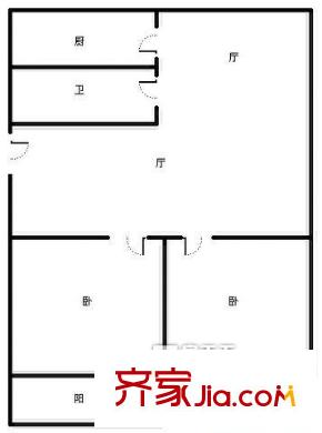 華信路單位宿舍 2居室 戶型圖