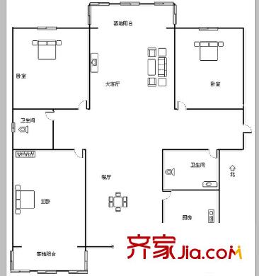 名士閣 3室 戶型圖