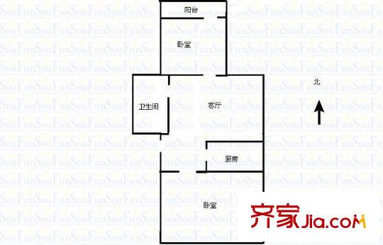 建設(shè)路重汽宿舍 2室 戶型圖