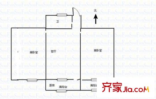 六里山單位宿舍 2室 戶型圖