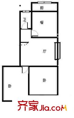 六里山單位宿舍 2室 戶型圖
