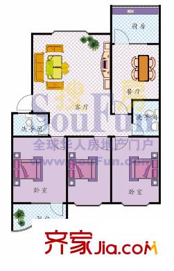 東宇花園戶型圖3室2廳2衛(wèi)1廚
