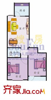 東宇花園戶型圖2室1廳1衛(wèi)1廚
