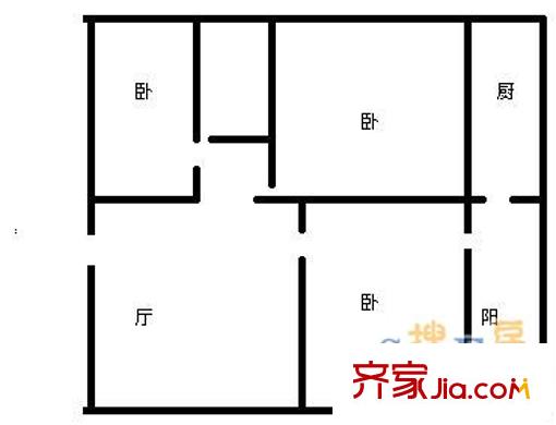 燕山立交橋東宿舍戶型圖燕山立交橋東單位宿舍 2室 戶型圖 2室1廳1衛(wèi)1廚