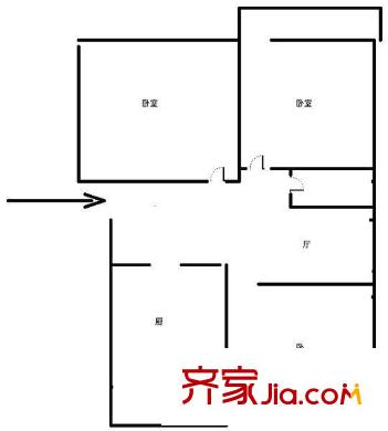 經(jīng)八路單位宿舍 3居室 戶(hù)型圖