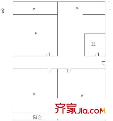 經(jīng)八路單位宿舍 3居室 戶型圖