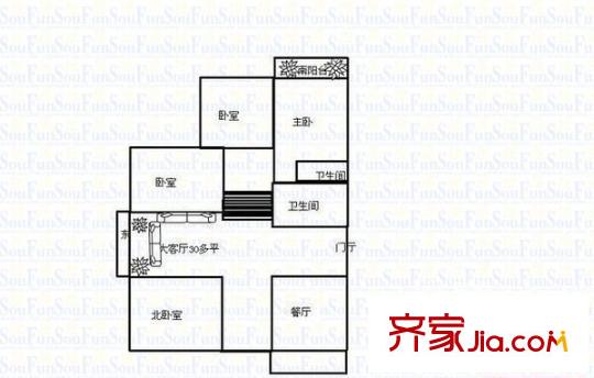 天潤(rùn)苑 3居室 戶型圖