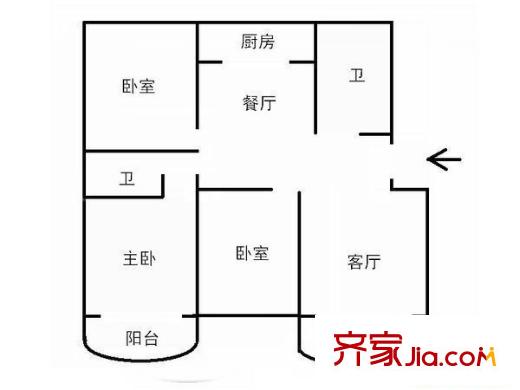 櫻花苑 3居室 戶型圖