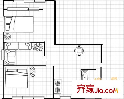 全福立交橋附近宿舍 2室 戶型圖