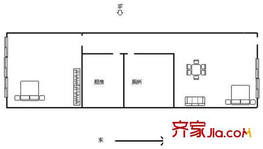 文東裕華園 1居室 戶型圖