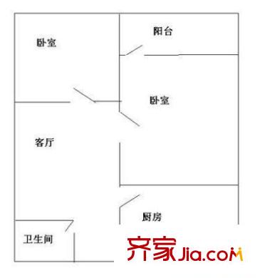 旅游局宿舍 2室 戶型圖